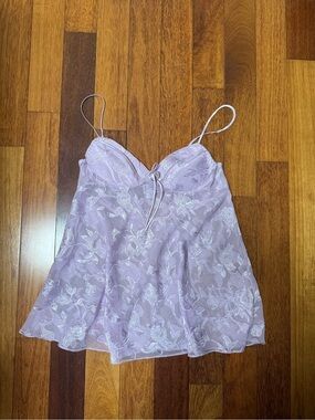 Linda Lingerie | Vintage Lavender Sheer Floral Babydoll Cami Size Large
